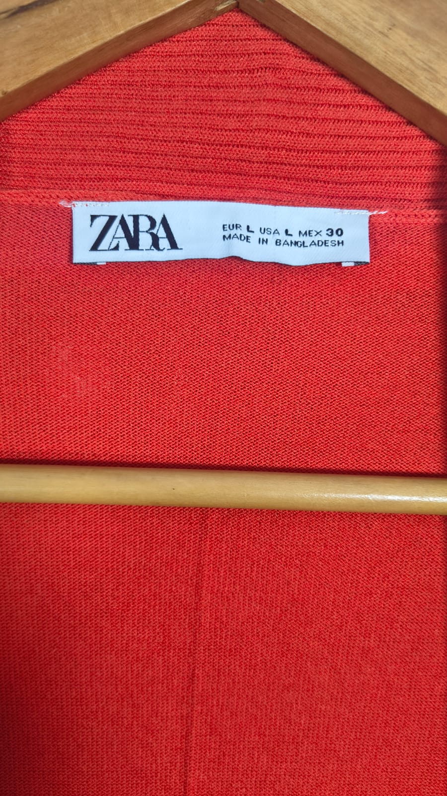 ZARA Coral Waterfall Cardigan with Draped Hem (Size L)