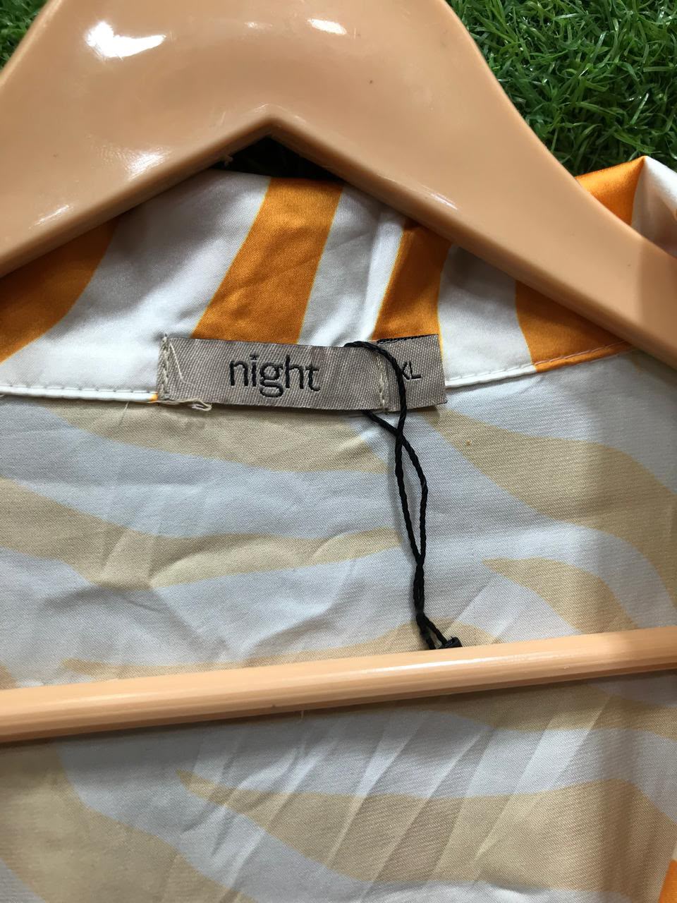 Women's Satin Zebra Print Pyjama Set – Shirt & Shorts (Orange & White, Size XL)